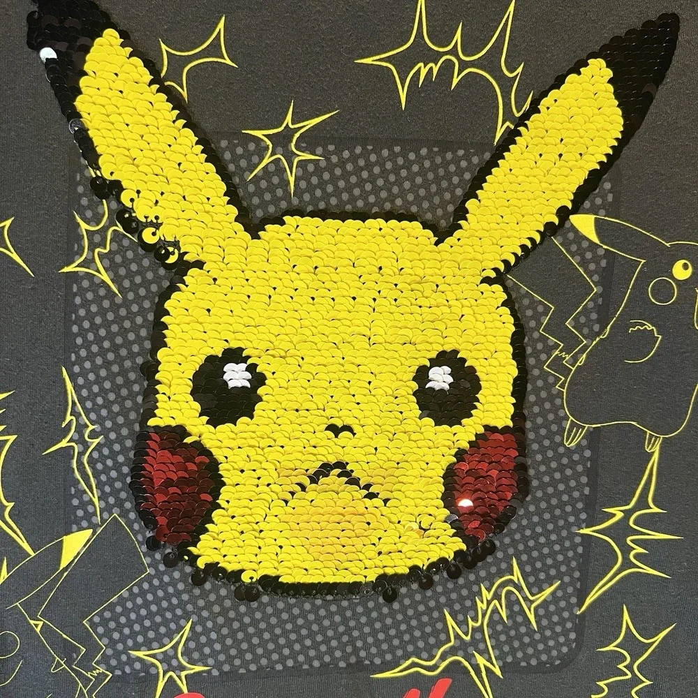 Old Navy Boys XL‎ 14/16 Flip Sequin Pokemon Short Sleeve Shirt Pikachu XLarge